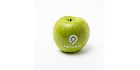 Groene appel met witte bedrukking Groene appel met witte bedrukking